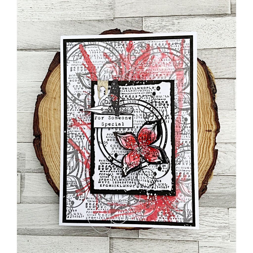 AALL & Create Concentricpetal A7 Clear Stamps 1010 black and red