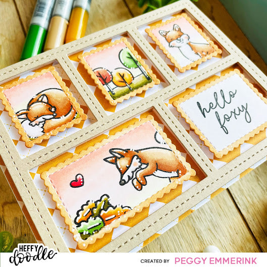 Heffy Doodle Mischief Makers Clear Stamps hfd0527 Hello Foxy Card