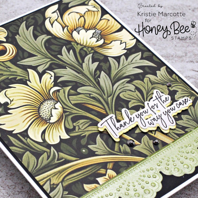 Honey Bee Eyelet Lace 3D Embossing Folder hbef-014 Thank You For Caring Card