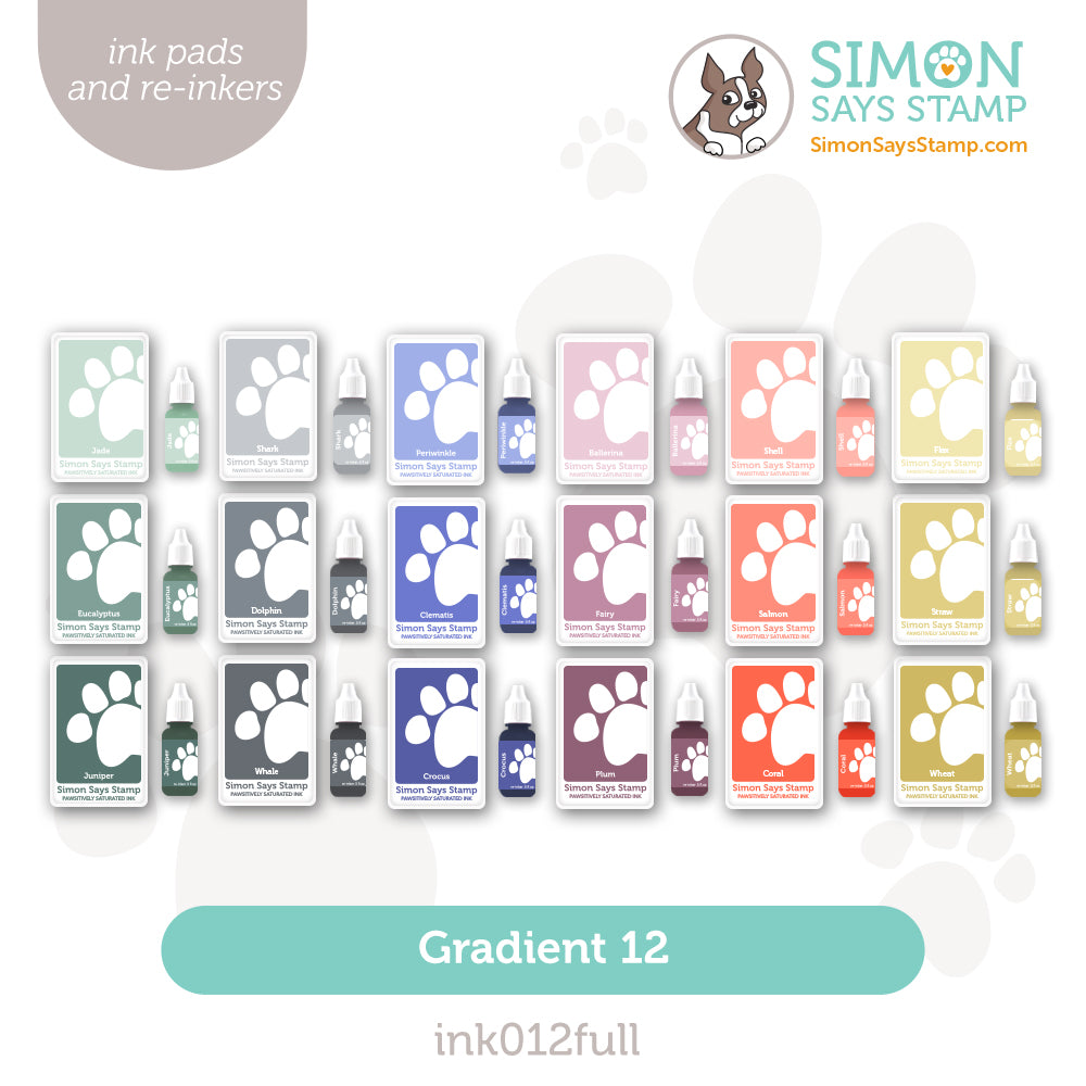 Simon Says Stamp Pawsitively Saturated Ink And Re-Inker Set Gradient 12 ink012fullset
