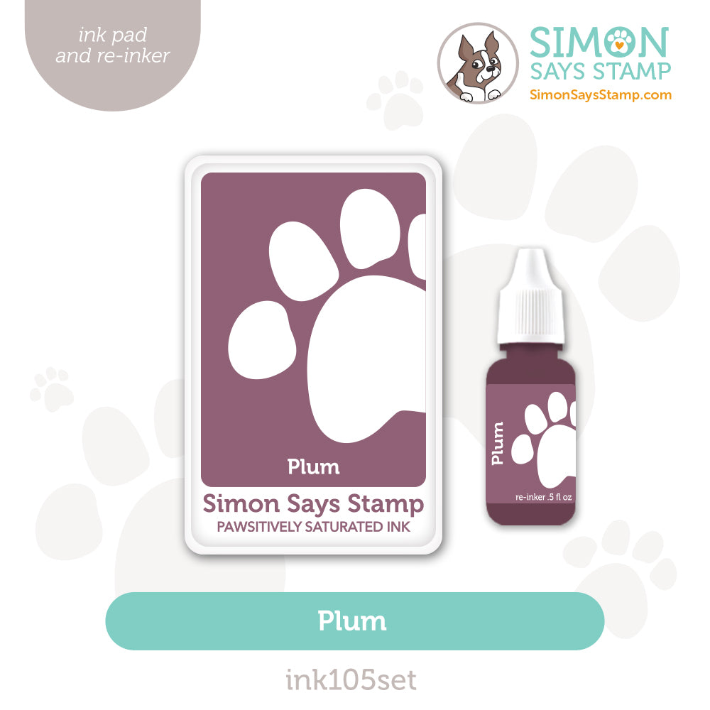 Simon Says Stamp Pawsitively Saturated Ink and Re-inker Set Plum ink105set STAMPtember