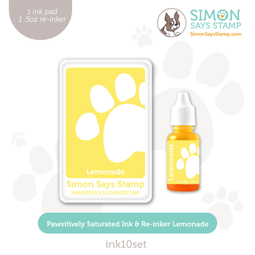 Simon Says Stamp Pawsitively Saturated Ink and Re-inker Set Lemonade ink10set
