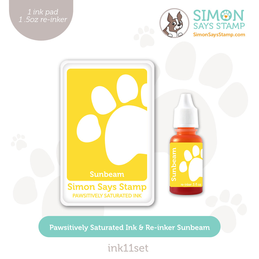 Simon Says Stamp Pawsitively Saturated Ink and Re-inker Set Sunbeam ink11set