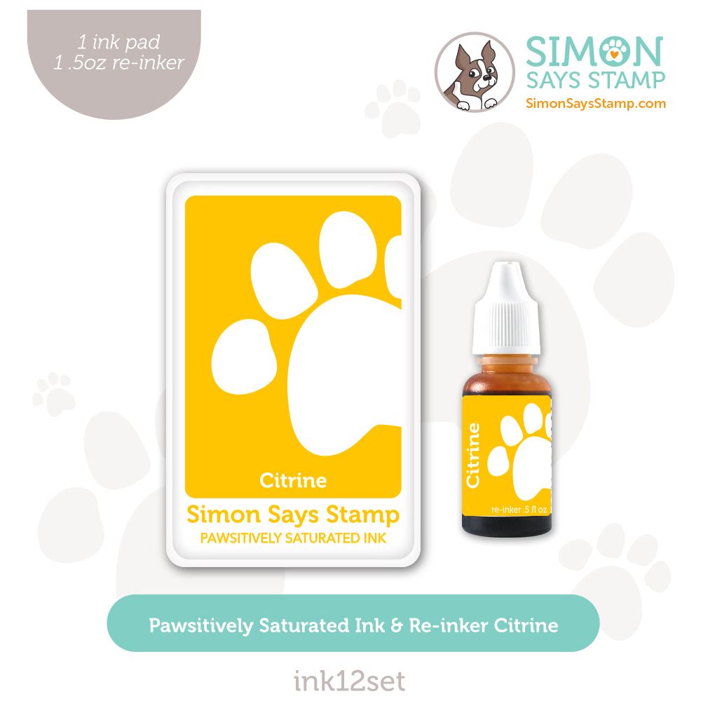 Simon Says Stamp Pawsitively Saturated Ink and Re-inker Set Citrine ink12set