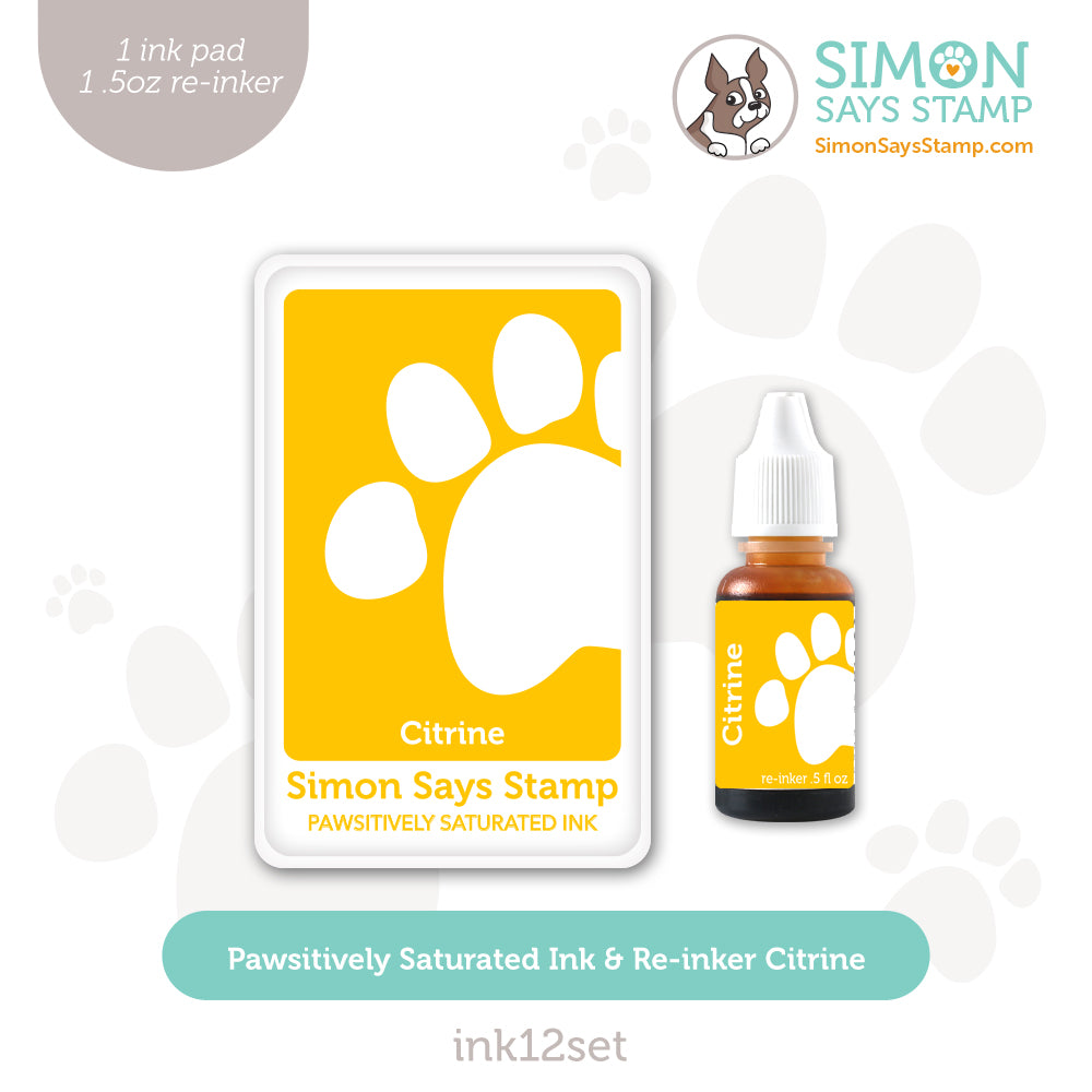 Simon Says Stamp Pawsitively Saturated Ink and Re-inker Set Citrine ink12set