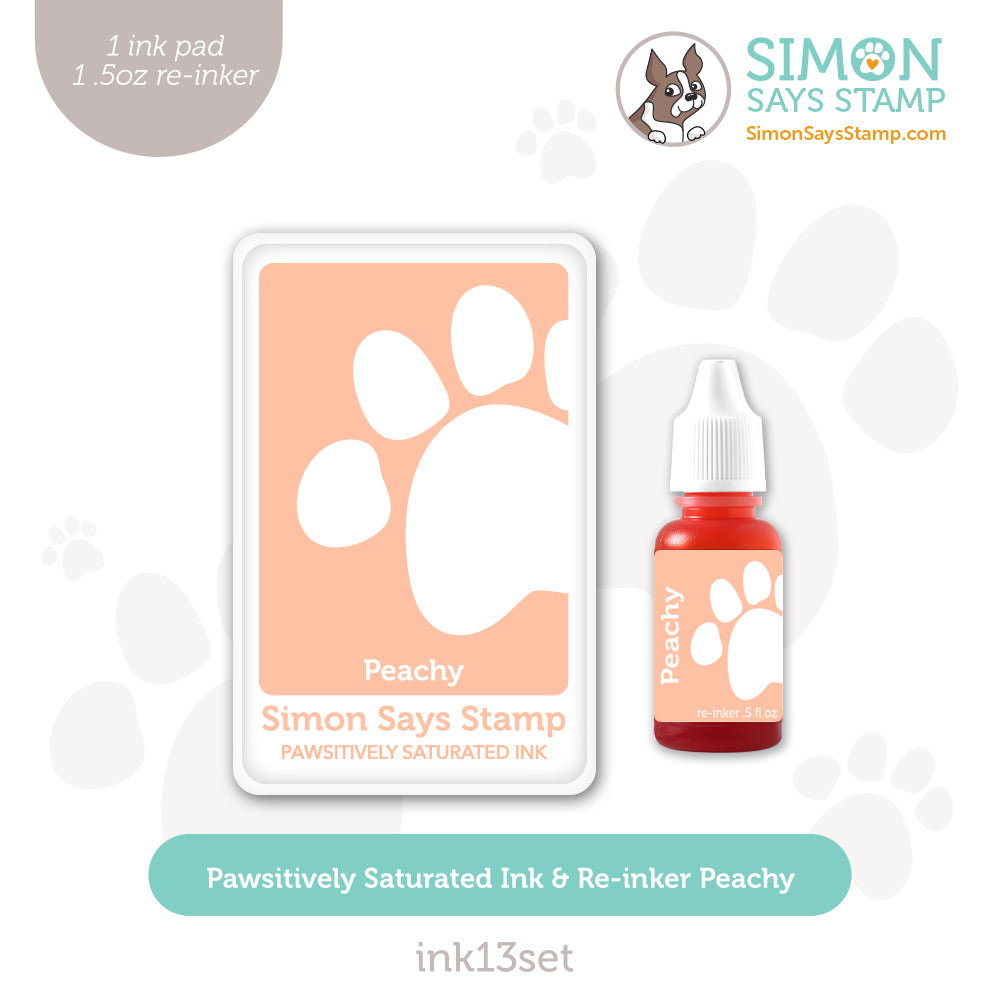 Simon Says Stamp Pawsitively Saturated Ink and Re-inker Set Peachy ink13set