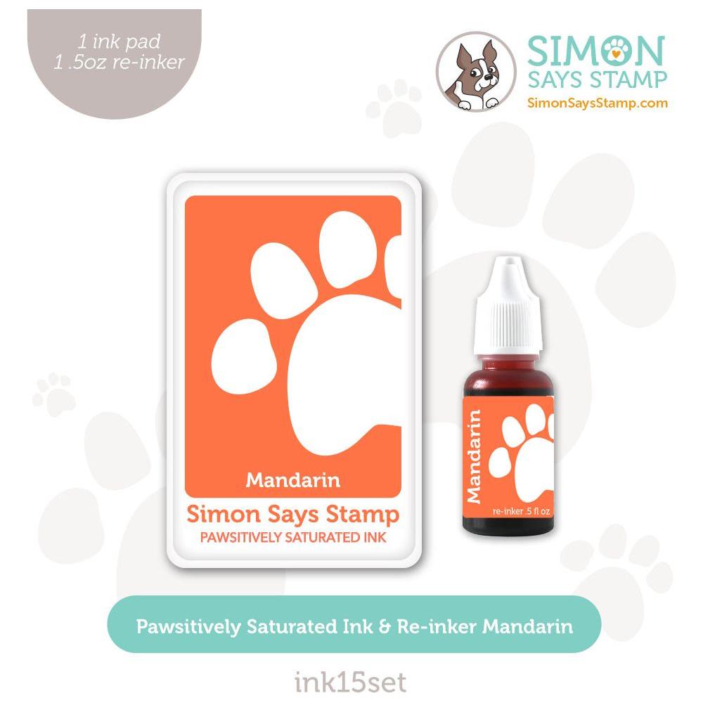 Simon Says Stamp Pawsitively Saturated Ink and Re-inker Set Mandarin ink15set