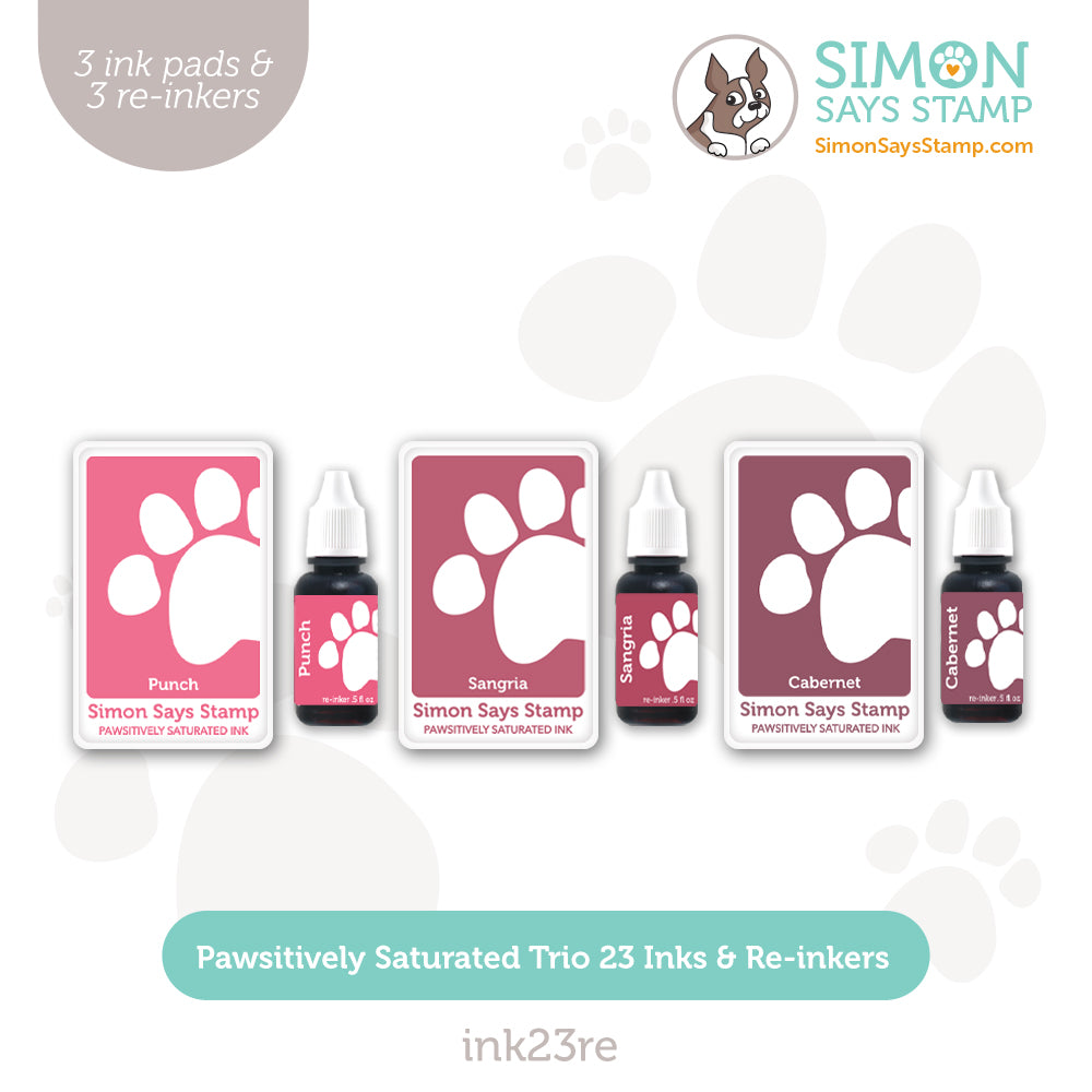Simon Says Stamp Pawsitively Saturated Ink Trio 23 And Re-Inkers