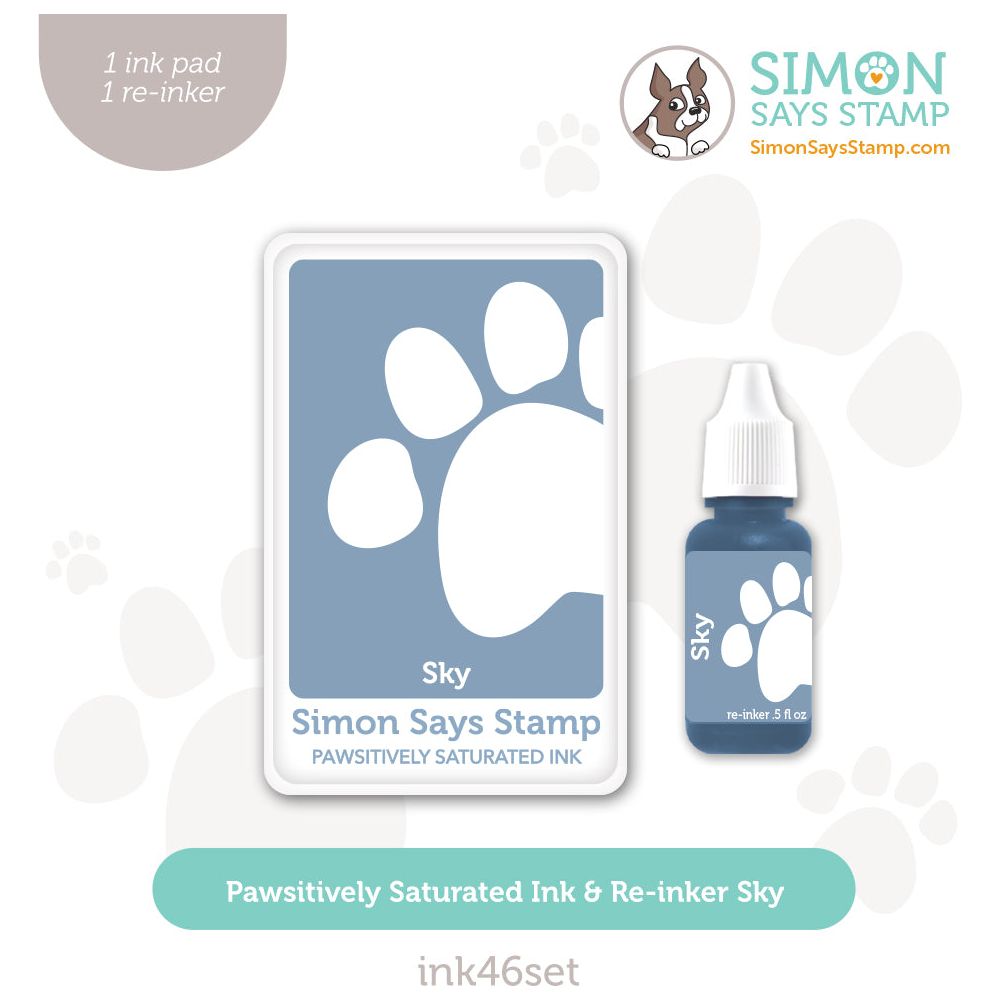 Simon Says Stamp Pawsitively Saturated Ink and Re-inker Set Sky ink46set Celebrate