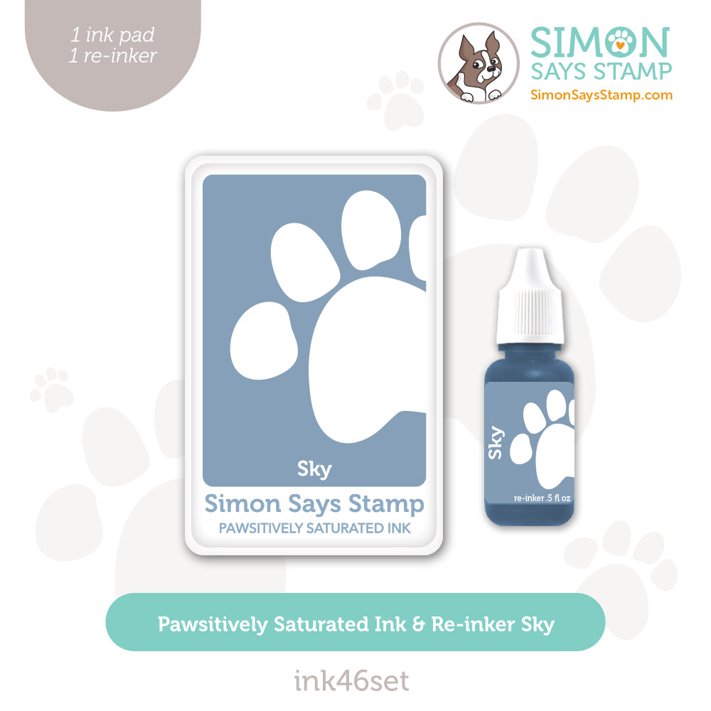 Simon Says Stamp Pawsitively Saturated Ink and Re-inker Set Sky ink46set Celebrate