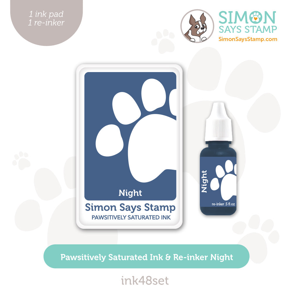 Simon Says Stamp Pawsitively Saturated Ink and Re-inker Set Night ink48set Celebrate