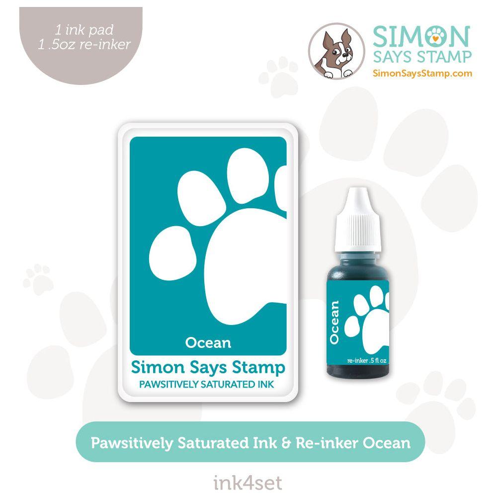 Simon Says Stamp Pawsitively Saturated Ink and Re-inker Set Ocean ink4set