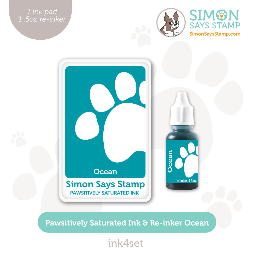 Simon Says Stamp Pawsitively Saturated Ink and Re-inker Set Ocean ink4set