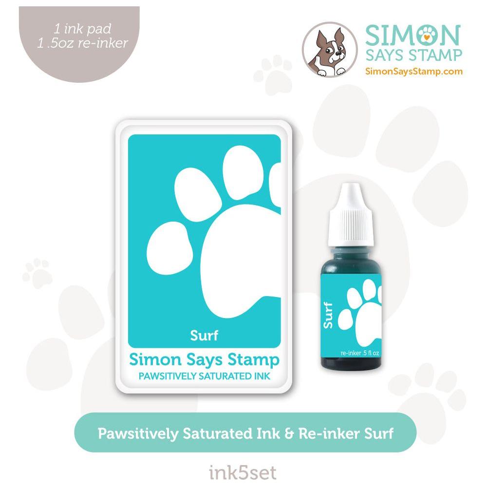Simon Says Stamp Pawsitively Saturated Ink and Re-inker Set Surf ink5set