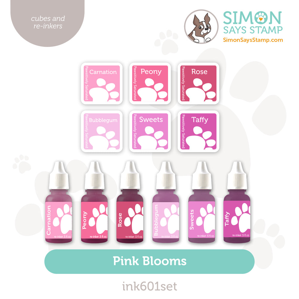 Simon Says Stamp Pawsitively Saturated Ink Cubes Pink Blooms and Re-Inkers ink601set