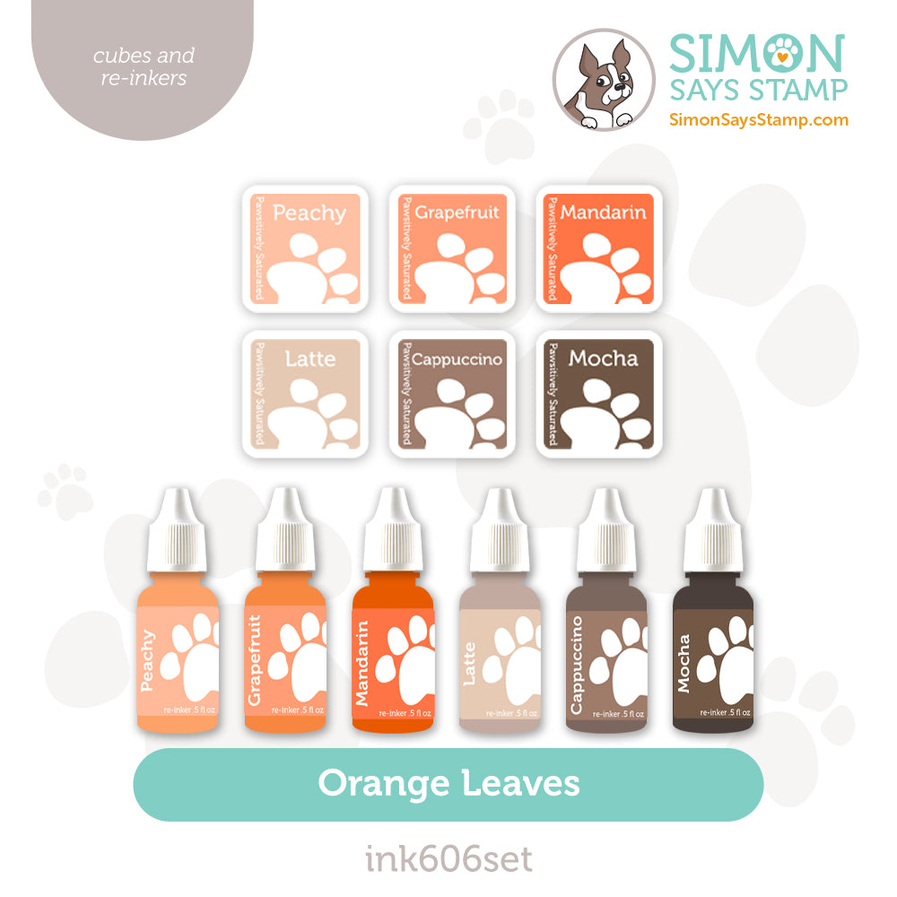 Simon Says Stamp Pawsitively Saturated Ink Cubes Orange Leaves and Re-Inkers ink606set