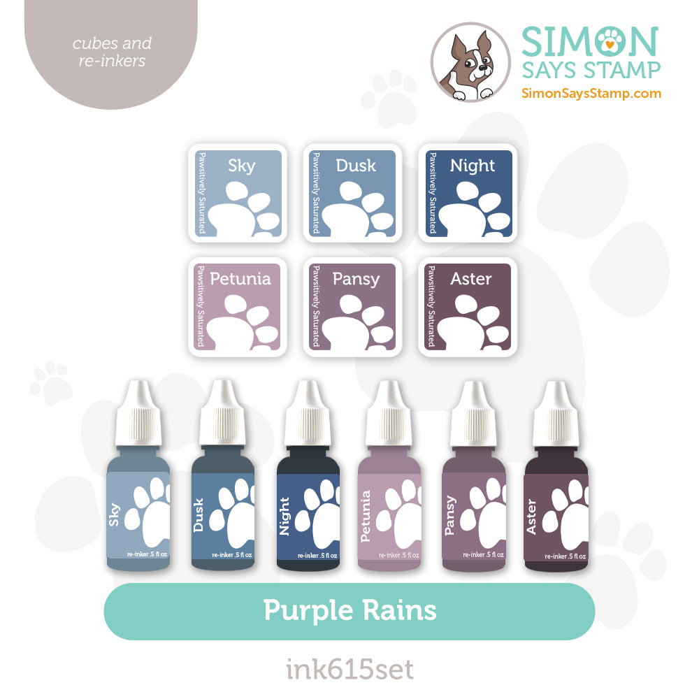 Simon Says Stamp Pawsitively Saturated Ink Cubes Purple Rains and Re-Inkers ink615set
