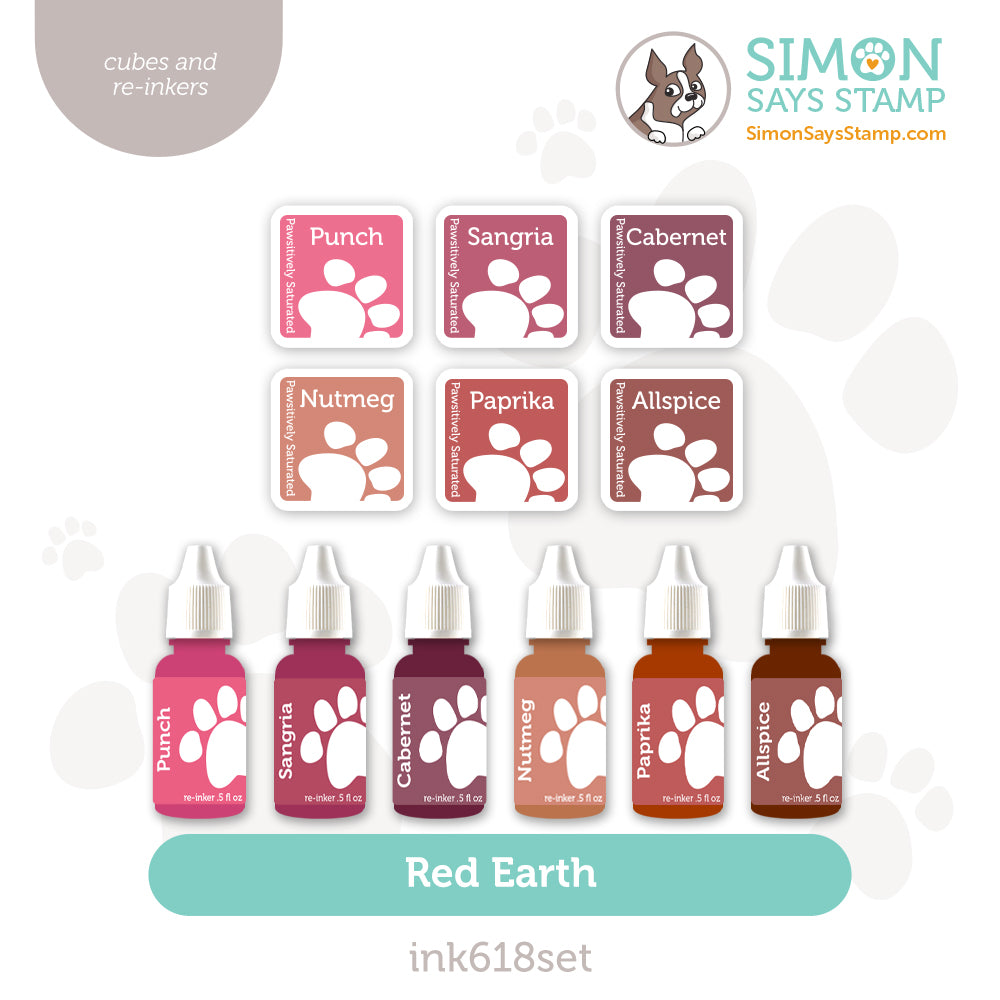 Simon Says Stamp Pawsitively Saturated Ink Cubes Red Earth and Re-Inkers ink618set