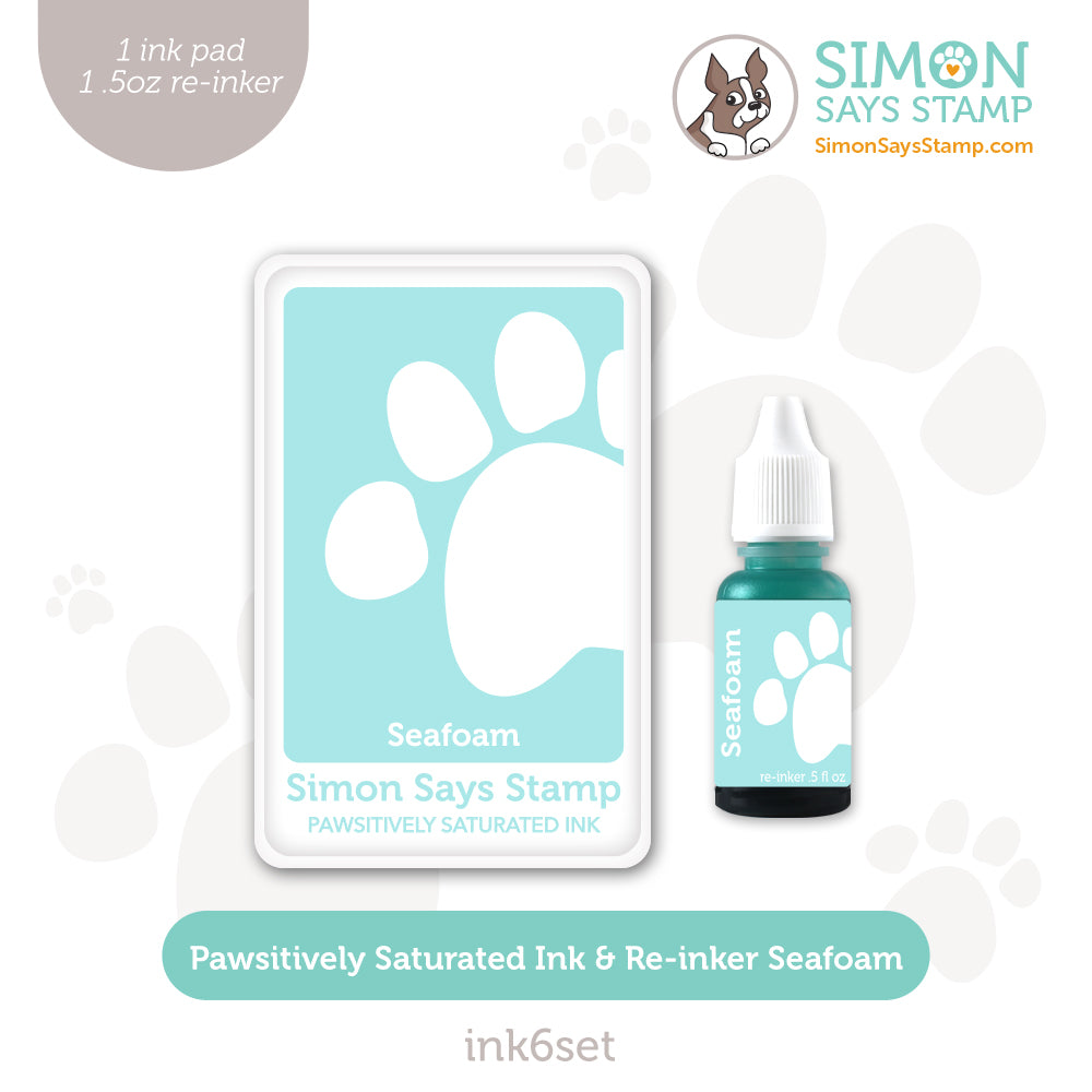 Simon Says Stamp Pawsitively Saturated Ink and Re-inker Set Seafoam ink6set