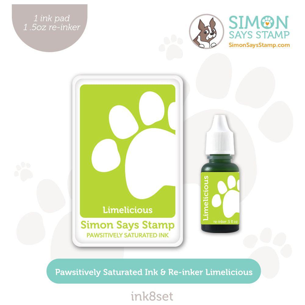 Simon Says Stamp Pawsitively Saturated Ink and Re-inker Set Limelicious ink8set