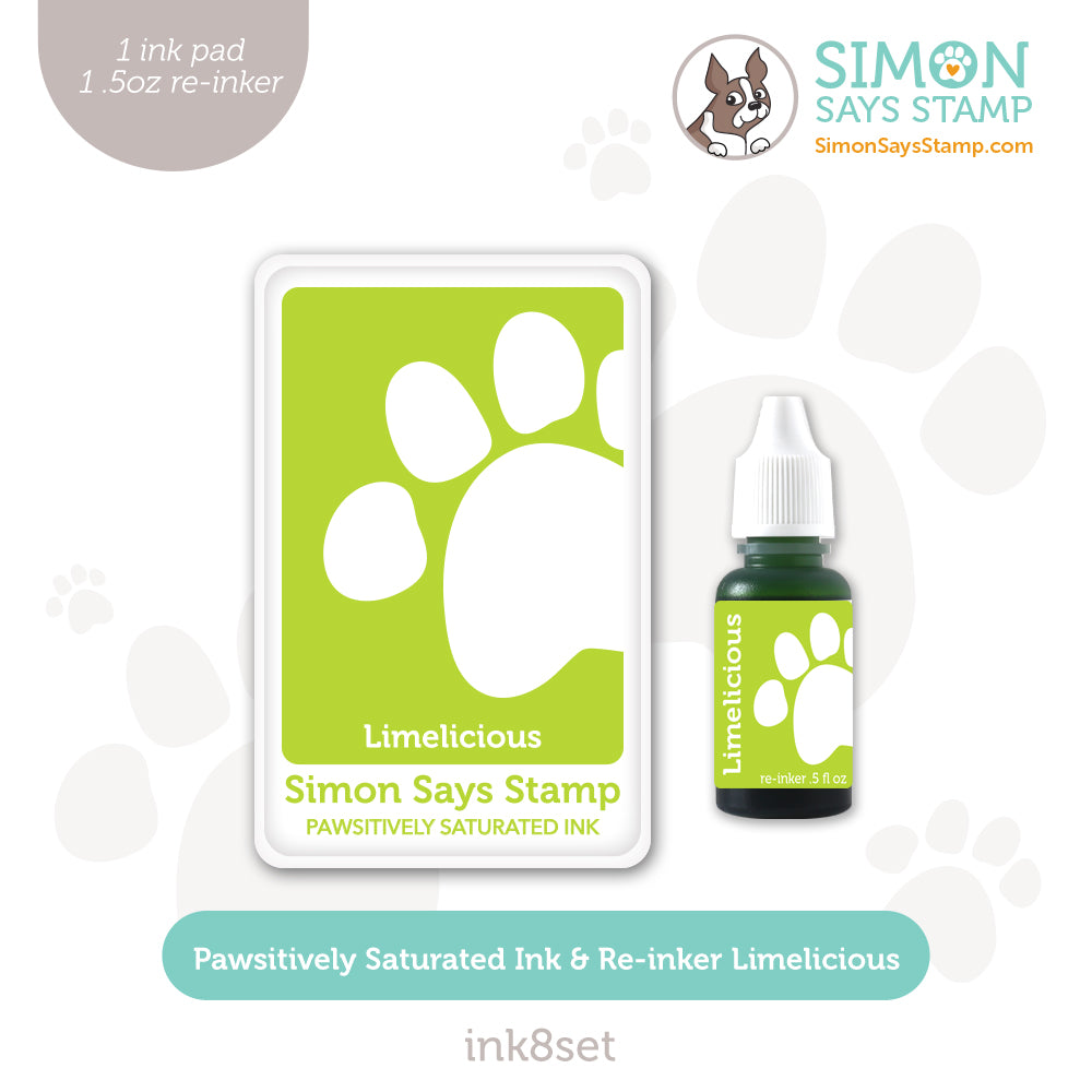 Simon Says Stamp Pawsitively Saturated Ink and Re-inker Set Limelicious ink8set