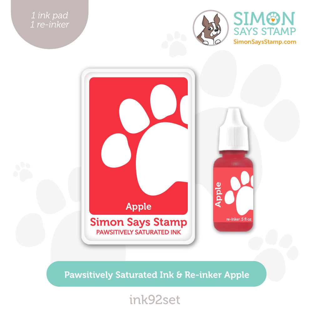 Simon Says Stamp Pawsitively Saturated Ink and Re-inker Set Apple ink92set Sweet Wishes