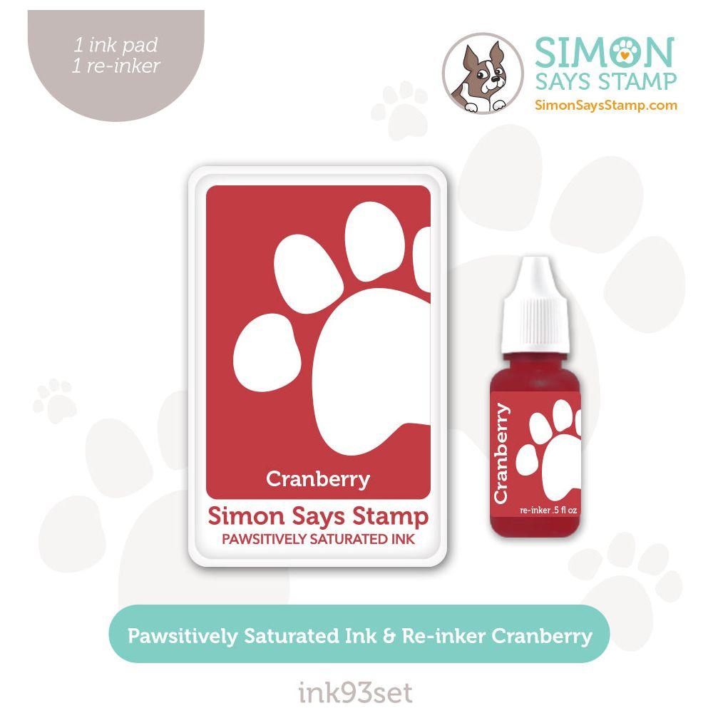 Simon Says Stamp Pawsitively Saturated Ink and Re-inker Set Cranberry ink93set Sweet Wishes