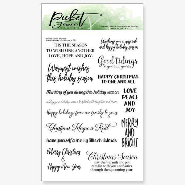 Picket Fence Studios INSIDE QUOTES CHRISTMAS Clear Stamps c113