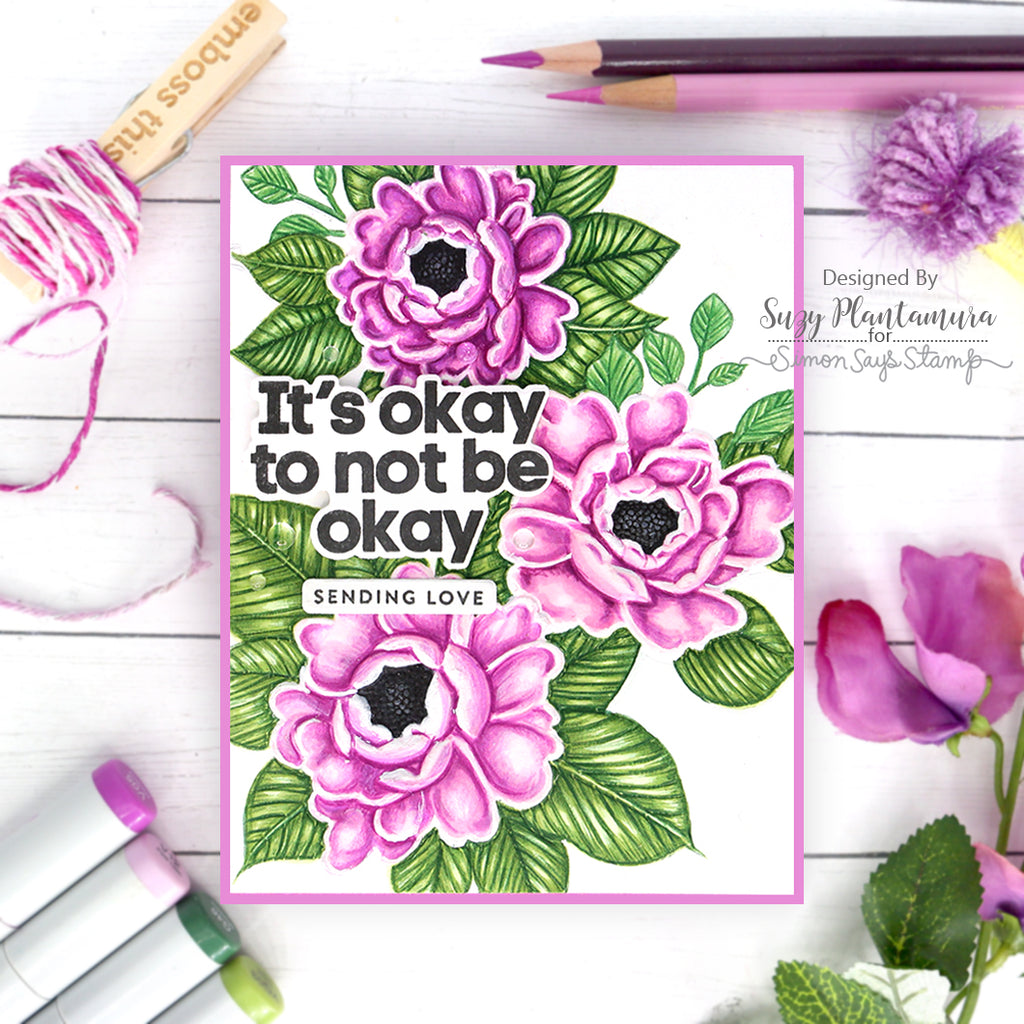Simon Says Stamp Embossing Folder And Dies Floral Clusters sfd312 Out Of This World Encouragement Card | color-code:ALT01