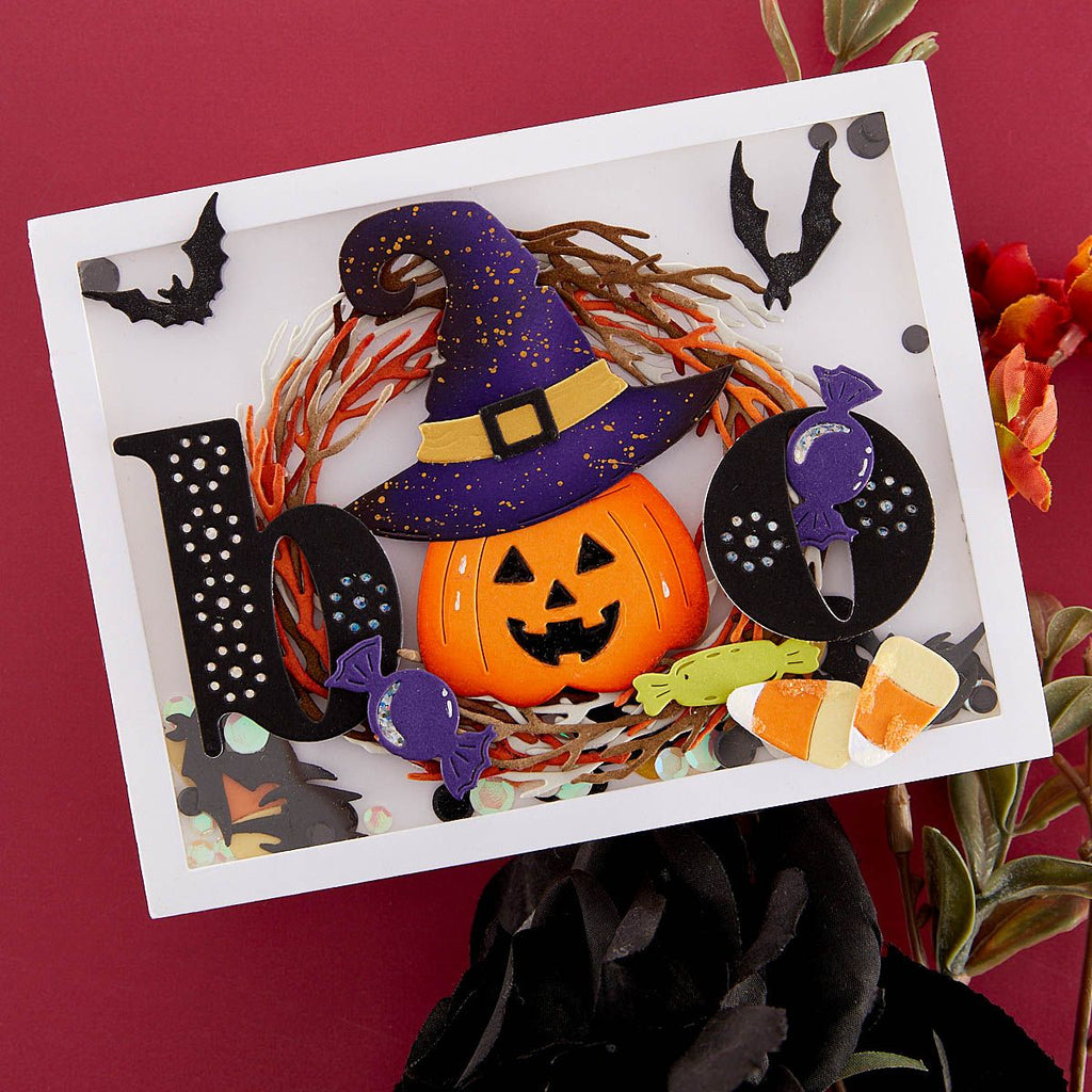 s5-601 Spellbinders Halloween Wreath Add-Ons Etched Dies boo