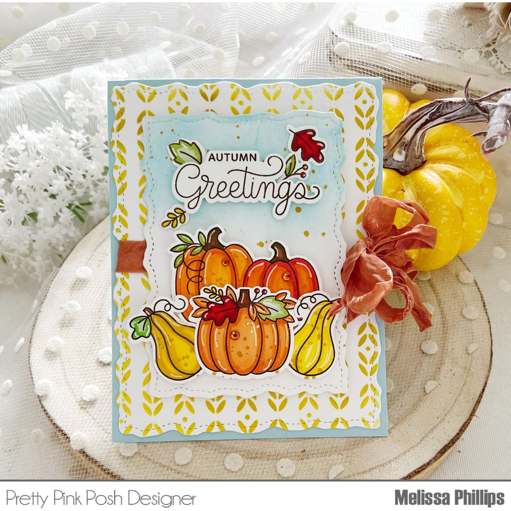 Pretty Pink Posh Stitched Torn Rectangles Dies autumn greetings