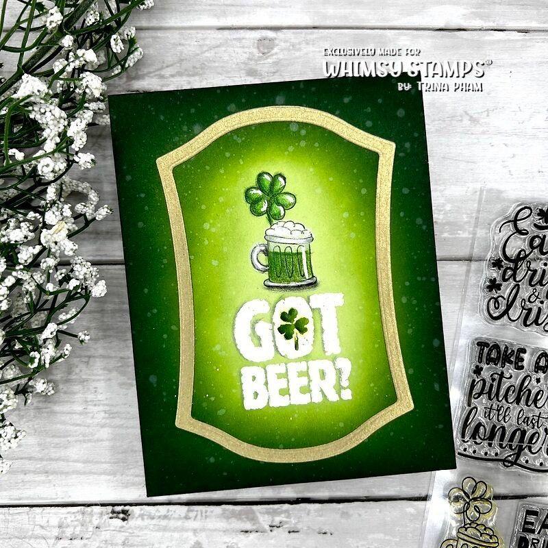 Whimsy Stamps Got Beer Clear Stamps cwsd474 green beer