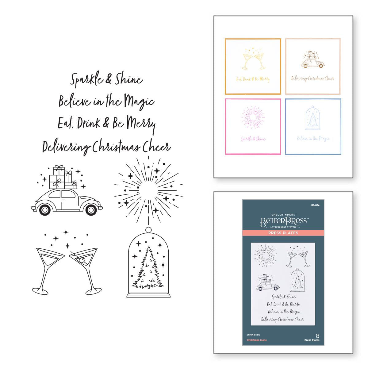 BP-074 Spellbinders Christmas Icons Press Plates Christmas cheer