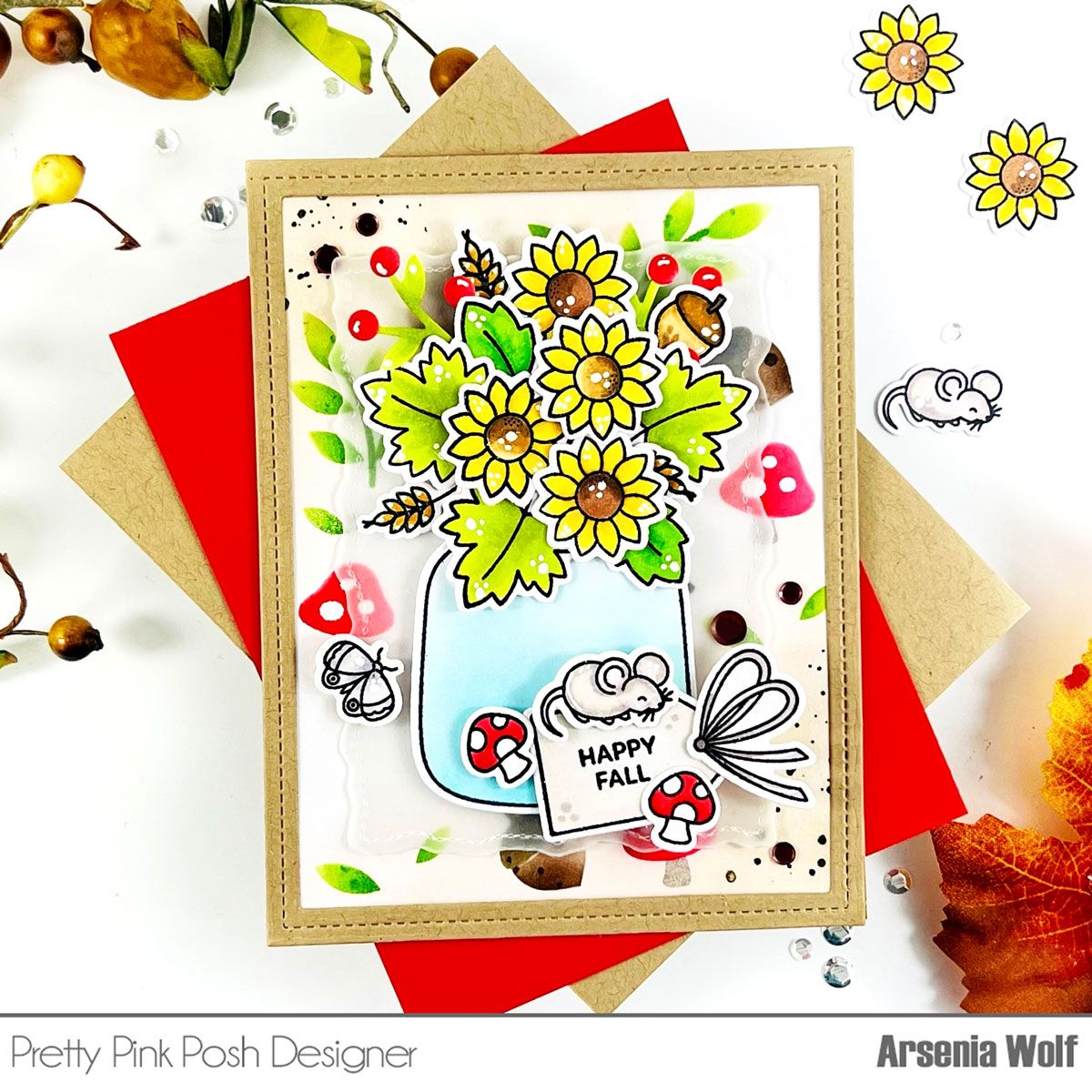 Pretty Pink Posh Fall Jar Clear Stamps sunflower jar