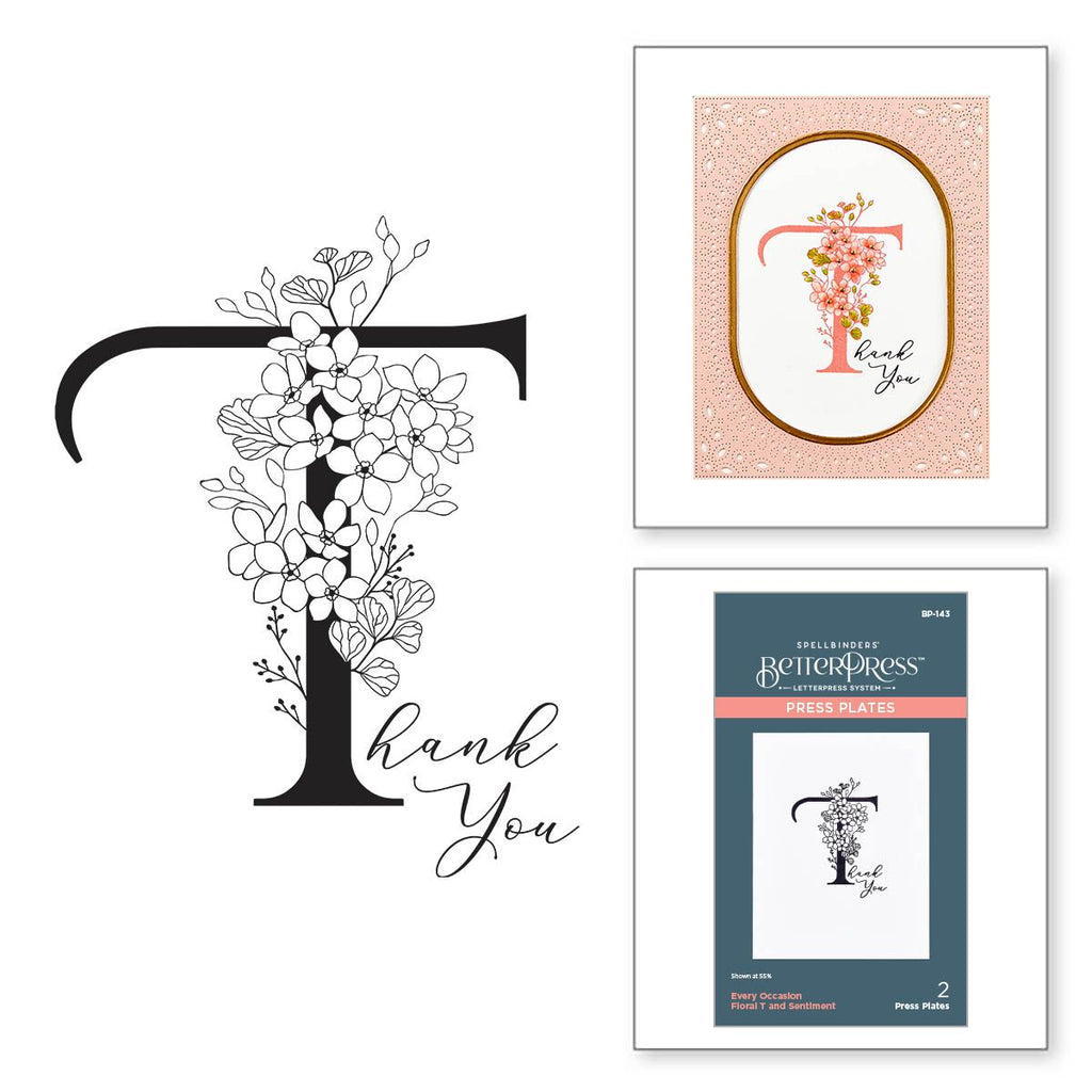 bp-143 Spellbinders Floral T and Sentiment Press Plates product image