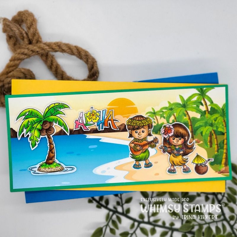 Whimsy Stamps Aloha Kids Clear Stamps KHB201 Sunset