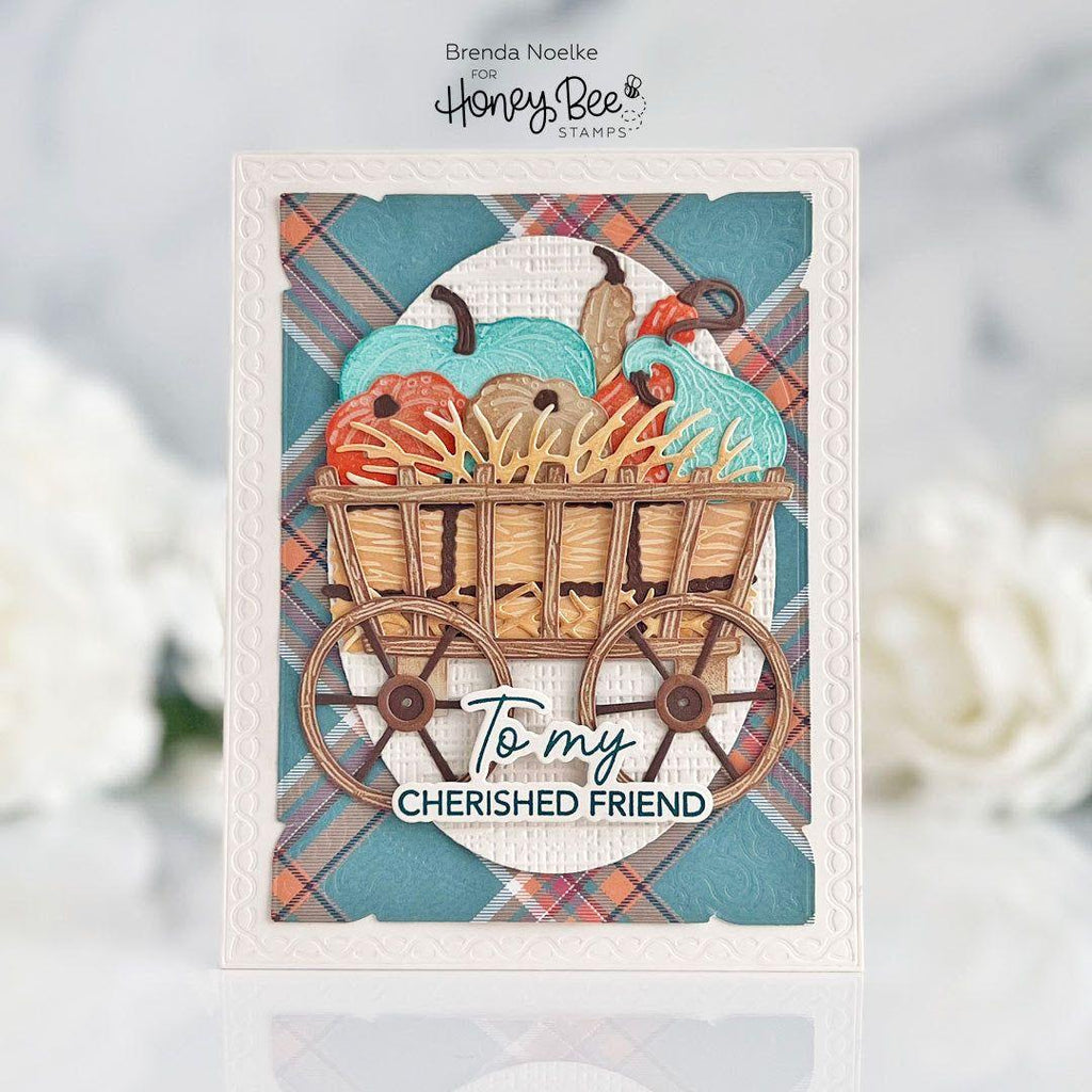 Honey Bee Lovely Layers Fall Bounty Dies hbds-llfalb To My Cherished Friend Card