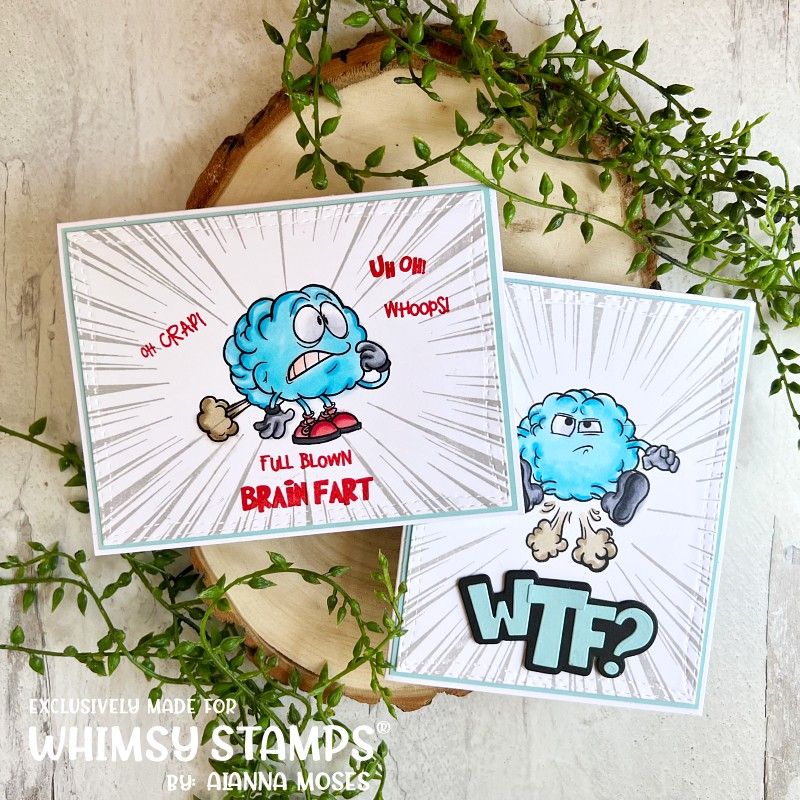 Whimsy Stamps Brain Fart Clear Stamps CWSD264b blue