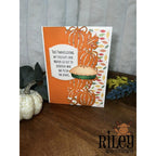 Riley And Company Funny Bones Thoughts and Prayers Cling Rubber Stamp rwd-1194 pumpkin background