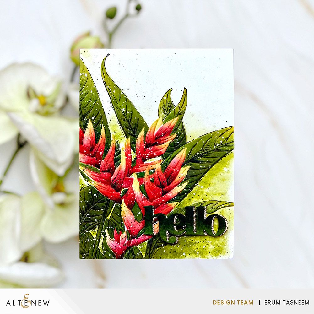 Altenew Charming Heliconia Simple Coloring Stencils alt8479 hello