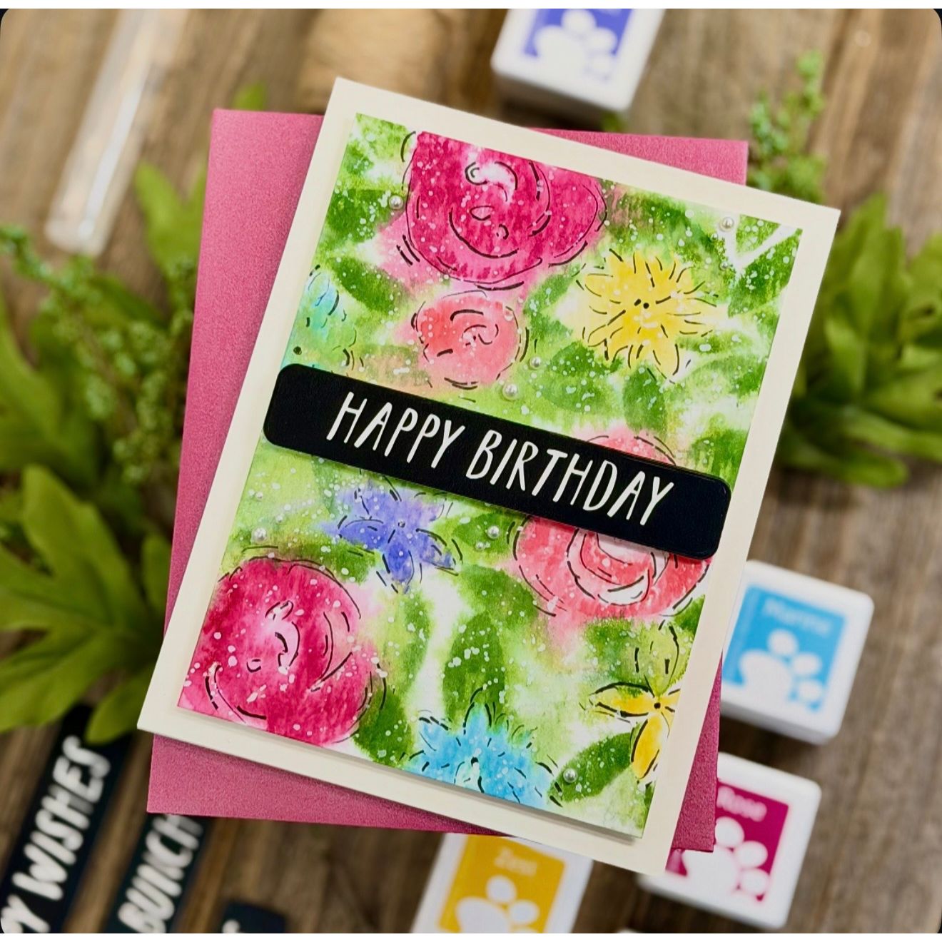 Simon Says Stamp Card Kit of the Month March 2026 Watercolor Bouquet ck0326 Birthday Card | color-code:ALT17