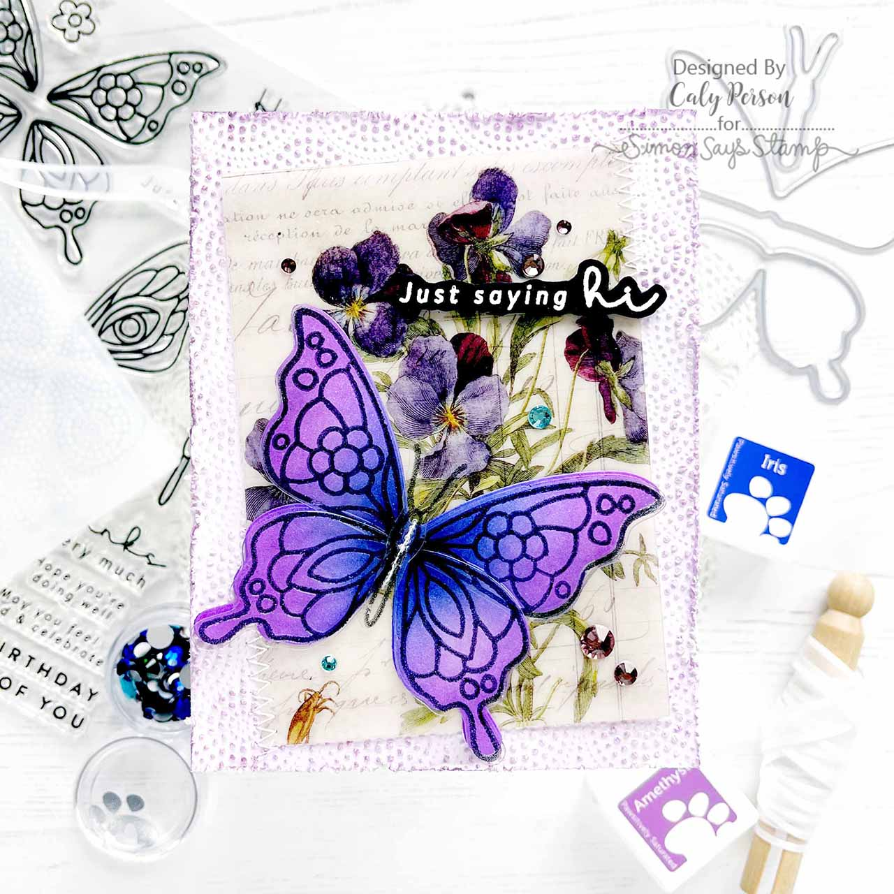 Simon Says Stamp Embossing Folder Dibble Tile sf319 Splendor Hello Card | color-code:ALT04
