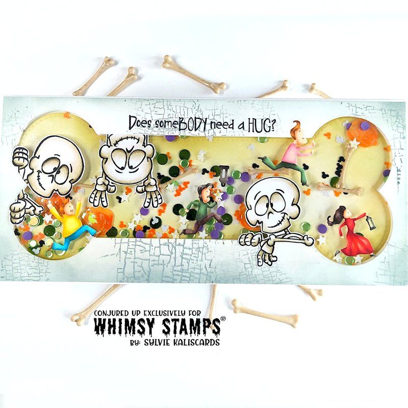 Whimsy Stamps No Bones About It Clear Stamps dp1122 shaker card