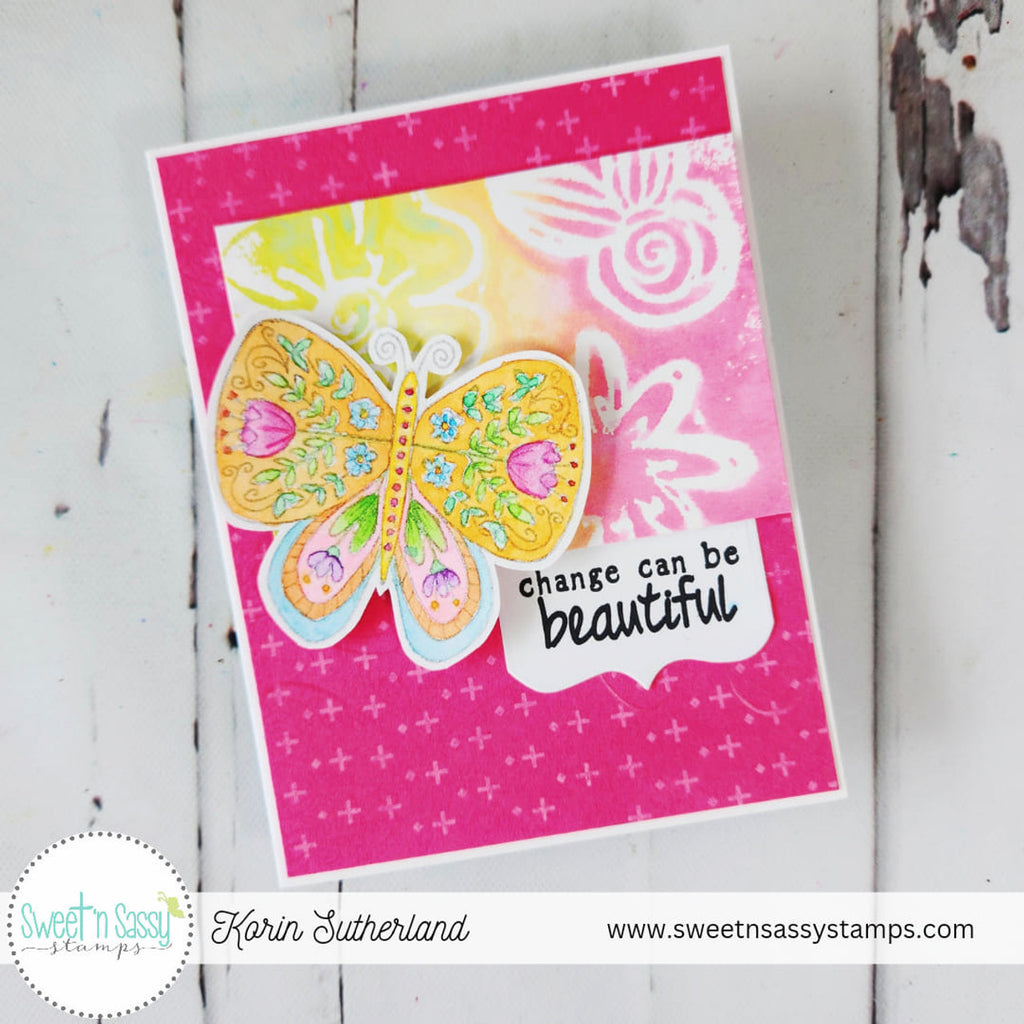 Sweet 'N Sassy Embrace Change Bundle pink butterfly card