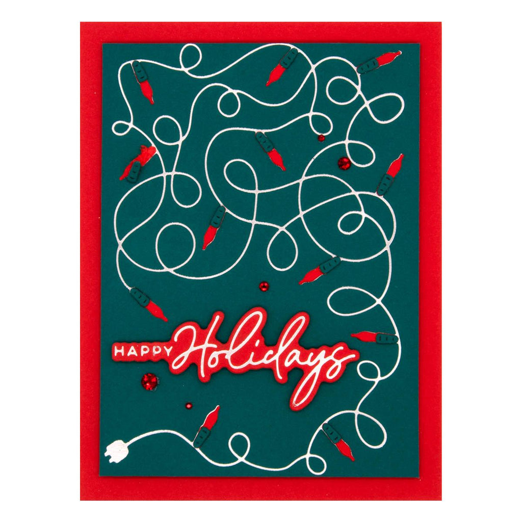 GLP-382 Spellbinders A Merry Little Christmas Sentiments Glimmer Hot Foil Plate and Die Set holidays