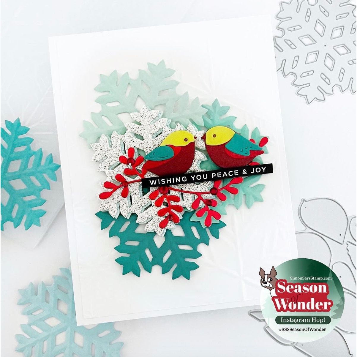 Simon Says Stamp Layered Bird Bunch Wafer Dies s908 Season Of Wonder Christmas Card