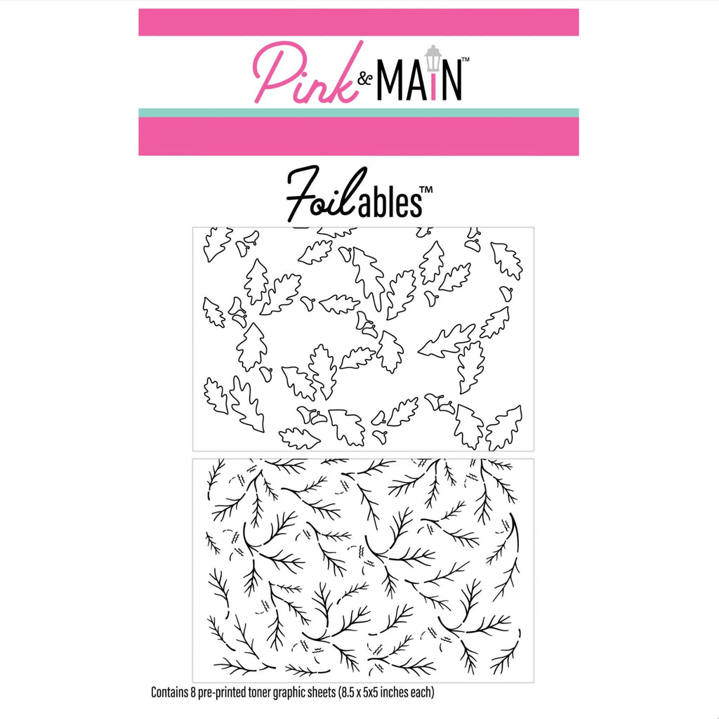 Pink and Main Leaves and Acorns Foilables Sheets pmf423