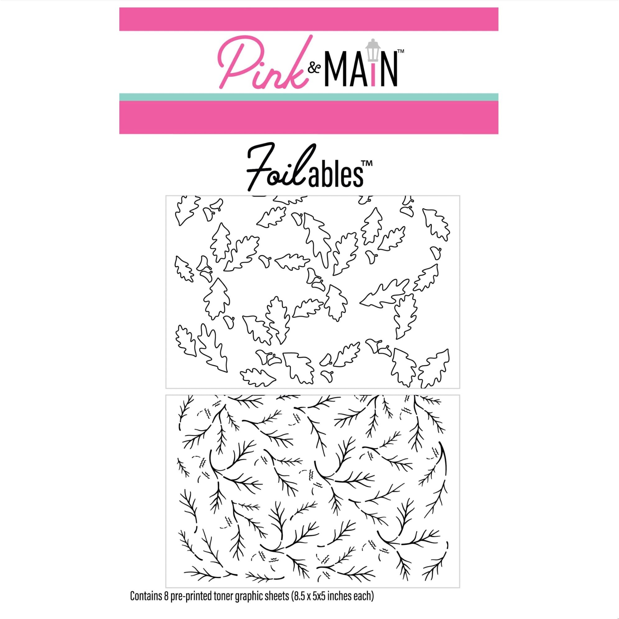 Pink and Main Leaves and Acorns Foilables Sheets pmf423