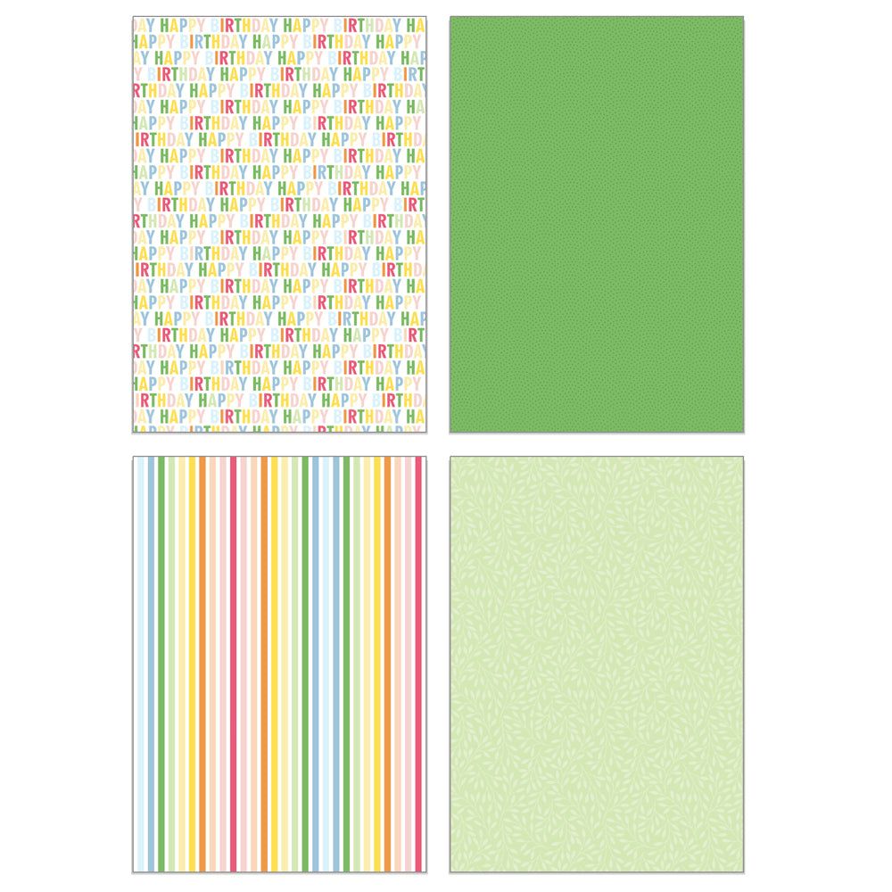 Honey Bee Let's Party 6 x 8.5 Paper Pad hbpa-054 Stripes And Happy Birthday Sentiments