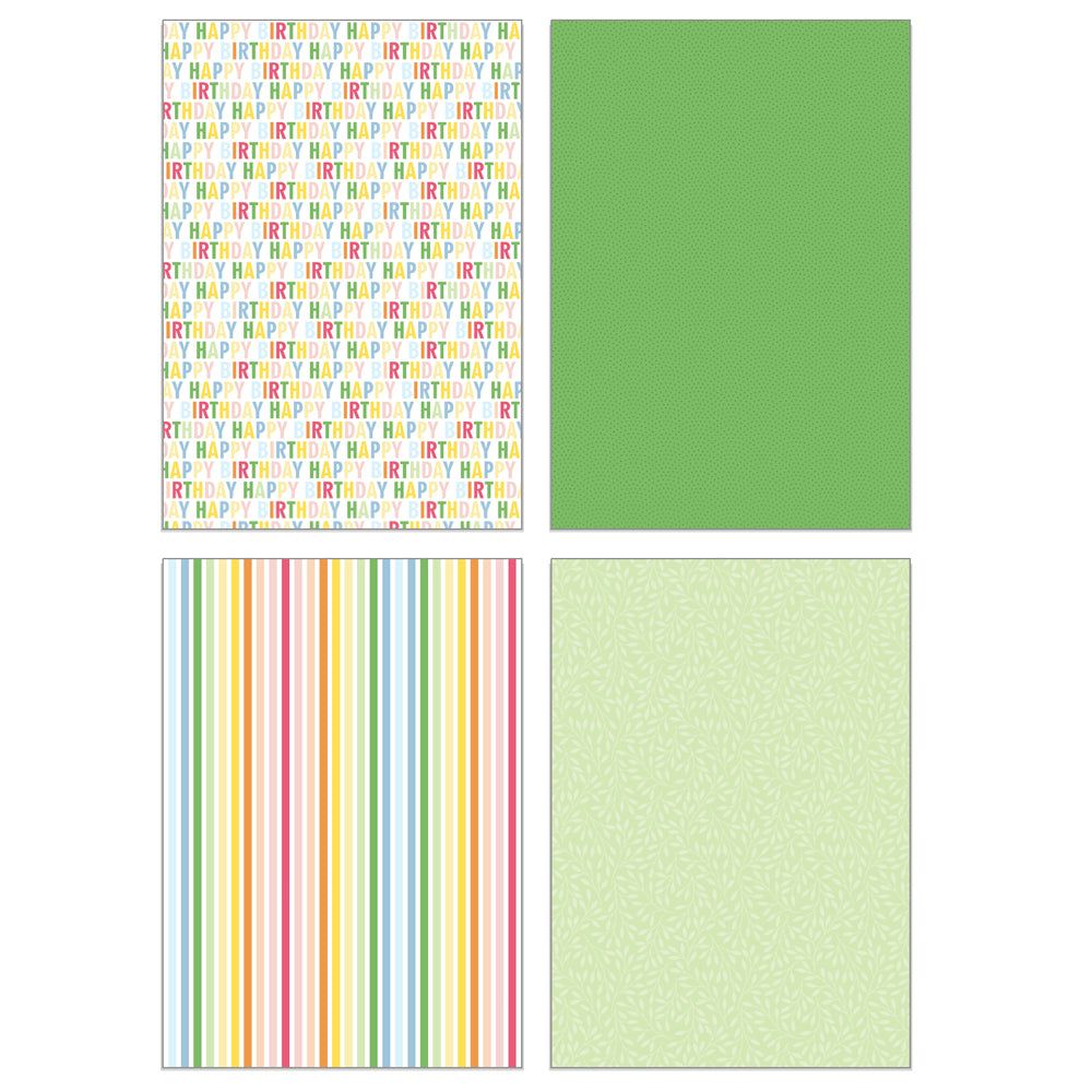 Honey Bee Let's Party 6 x 8.5 Paper Pad hbpa-054 Stripes And Happy Birthday Sentiments